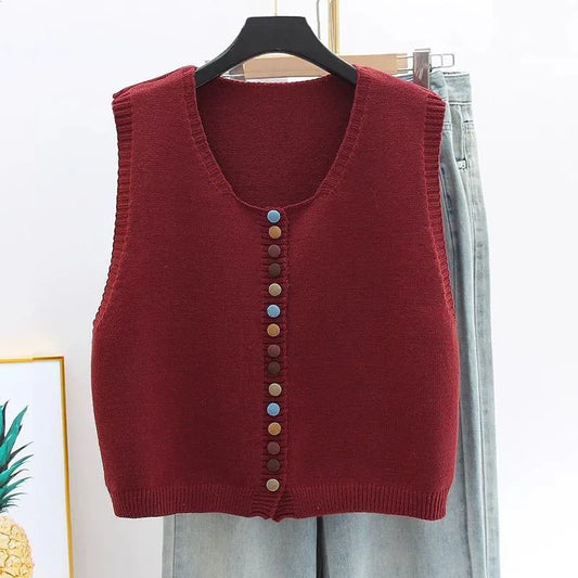Maribel - Color-Button Knit Vest
