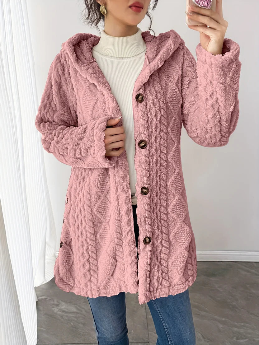 Rhombus Hooded Teddy Jacket