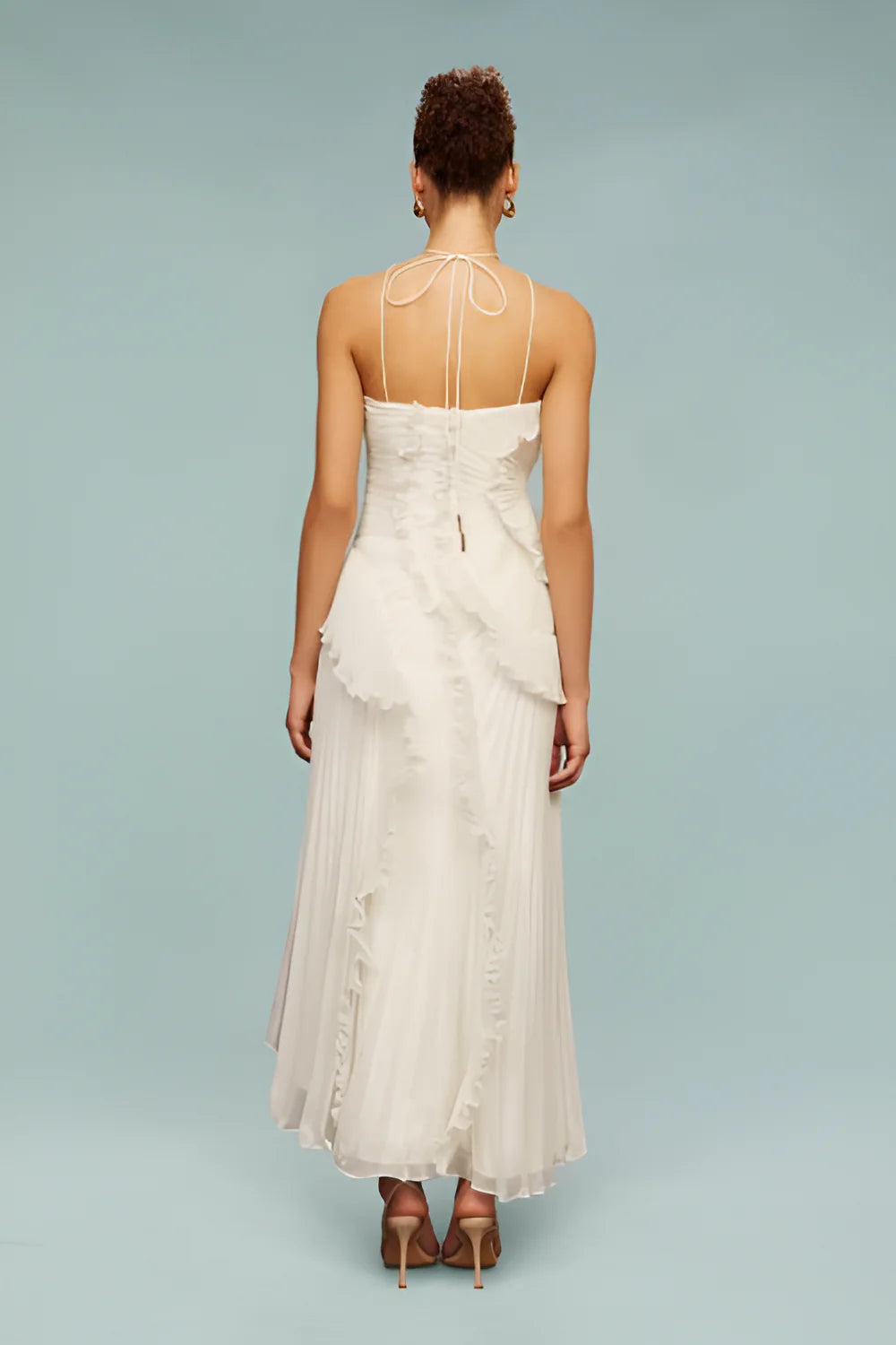 Pleated Frill – Halter Neck Maxi Dress